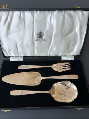 Art Deco Elkington Plate 3-Piece Dessert Serving Set with Royal Box